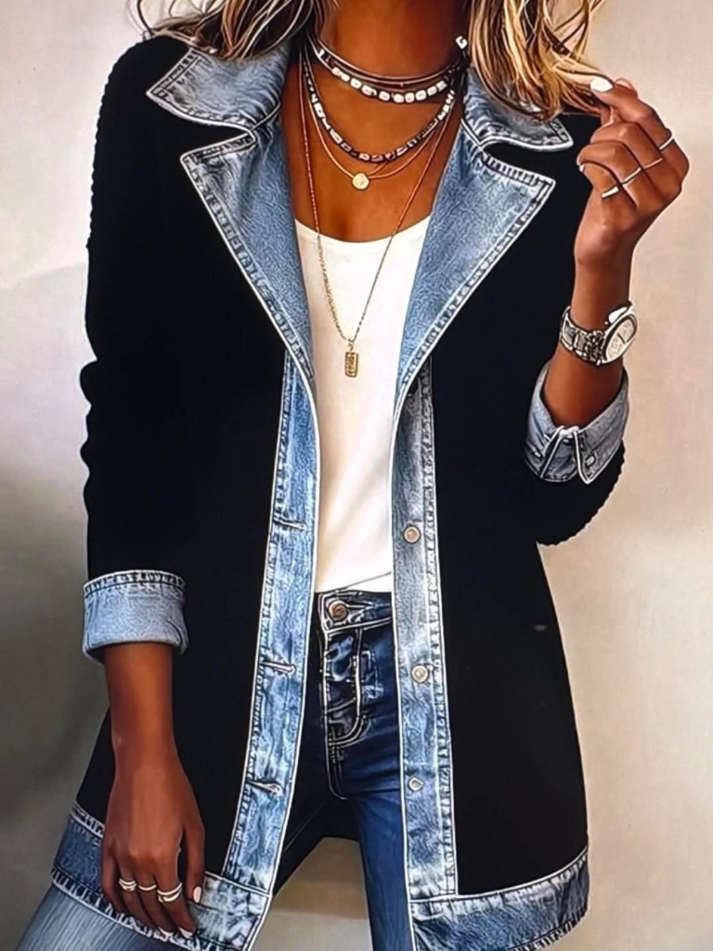 Shein Ladies "Denim" Slim fit Jacket Black XLarge